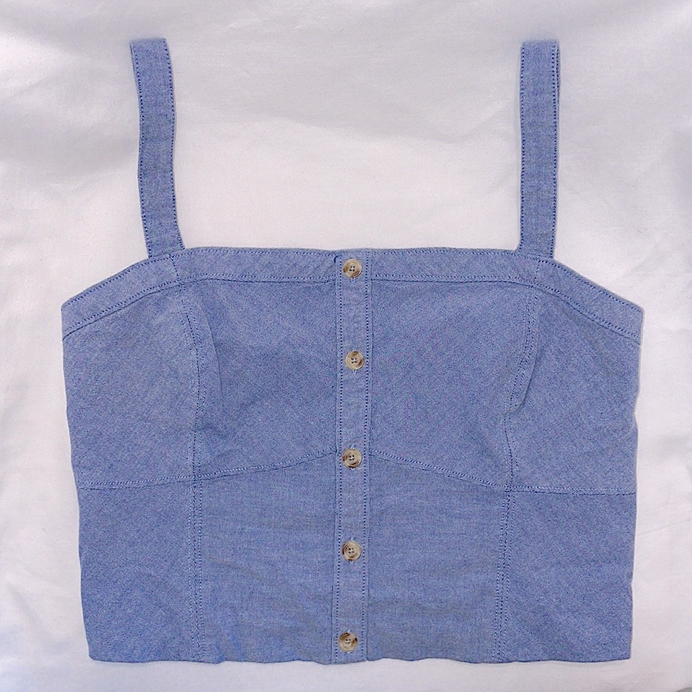 Abercrombie & Fitch Blue Tank Top with Buttons - Size L